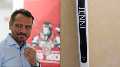 Marcel Jenni neben seinem Bauer Vapor XXX Lite Game-Stick