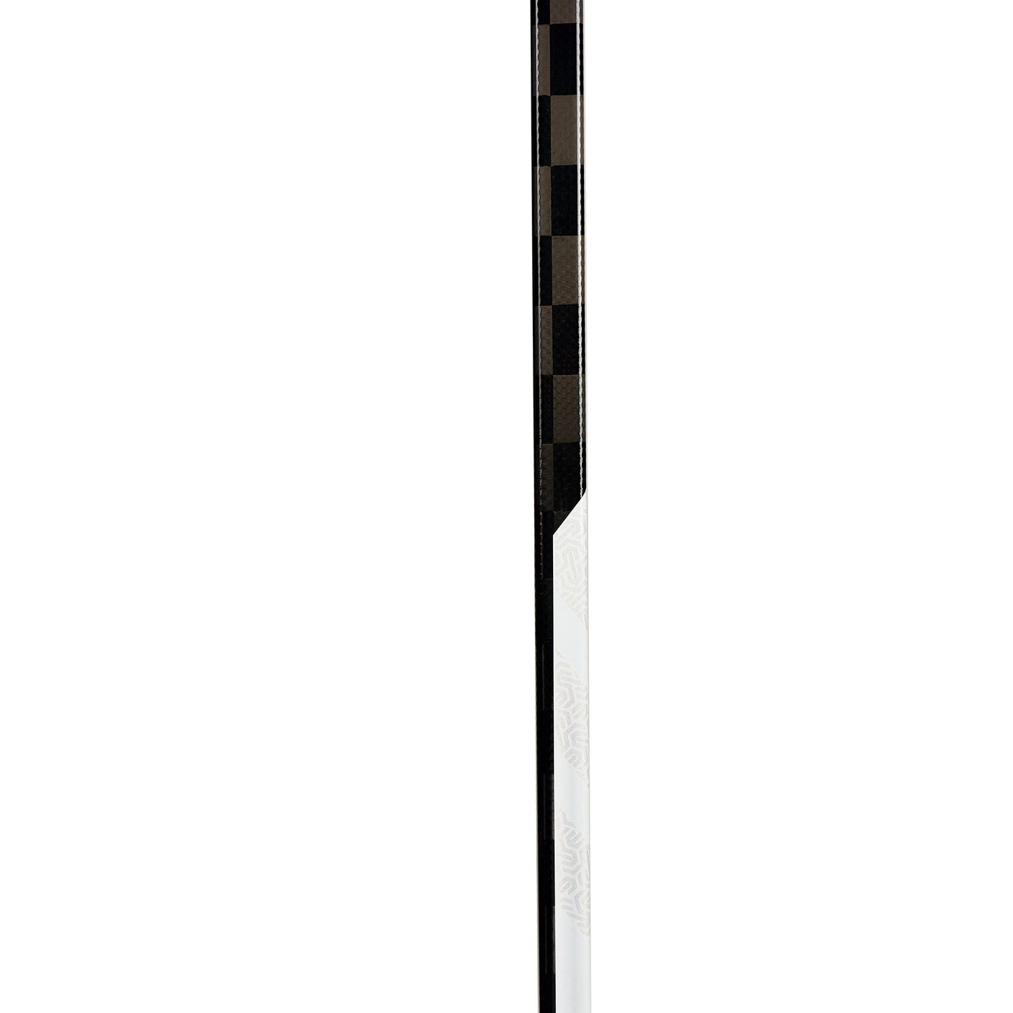 Close-up of the NSC hockey stick shaft with detailed graphics, carbon surface and clean performance design.