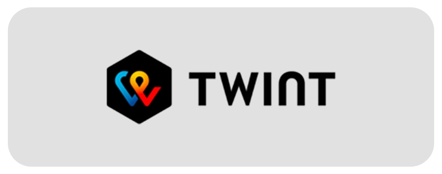 TWINT logo black on light grey background with rounded edges