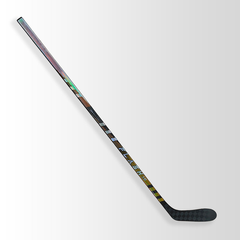 Flash 1.0 Junior Eishockeyschläger – diagonale Vorderansicht, gold-schwarz, modernes Design, Hockey Stick kaufen