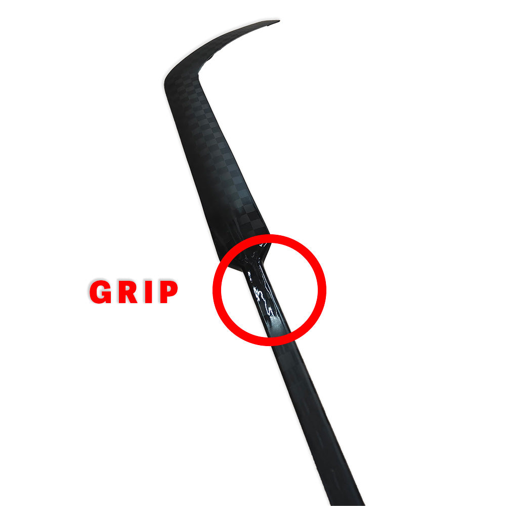 abshockey goaliestick with red circle around grip part