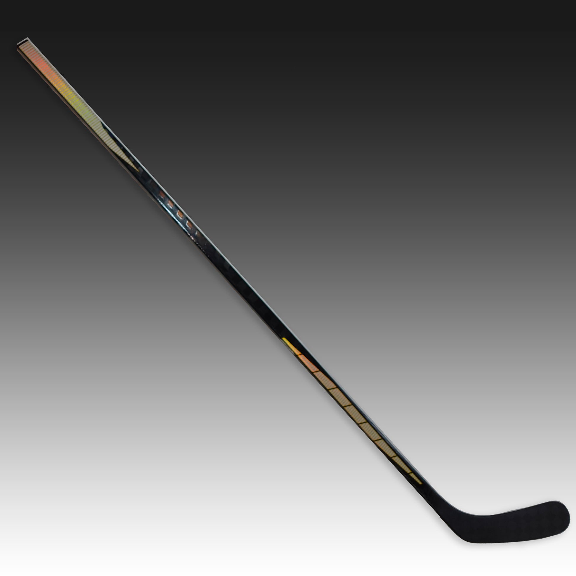 hockeystick quick custom in black and gold abshockey design with gradient background black white