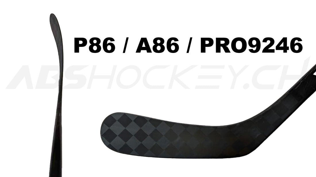 P86 / A86 / PRO9246 hockey blade curve shown in side view and player POV