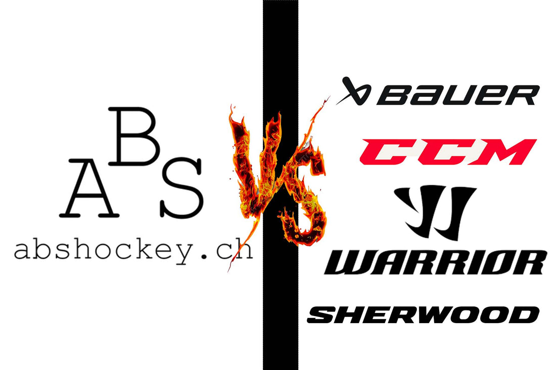 ABSHockey im Vergleich mit grossen Eishockeymarken wie CCM, Bauer, Warrior und Sherwood