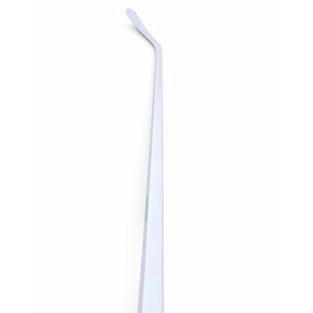 Nahaufnahme des ABSHockey Whiteout Eishockeyschlägers in Weiss aus tiefer Perspektive