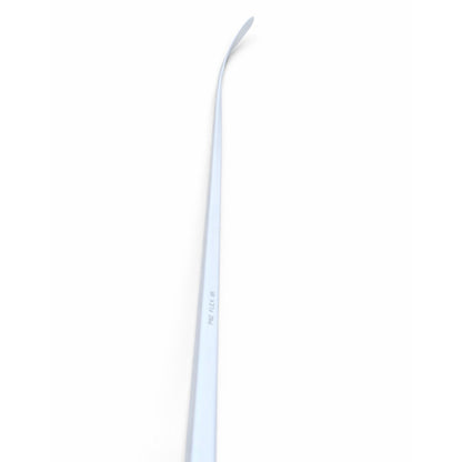 Vorderansicht des ABSHockey Whiteout Eishockeyschlägers in Weiss mit sichtbarer Curve