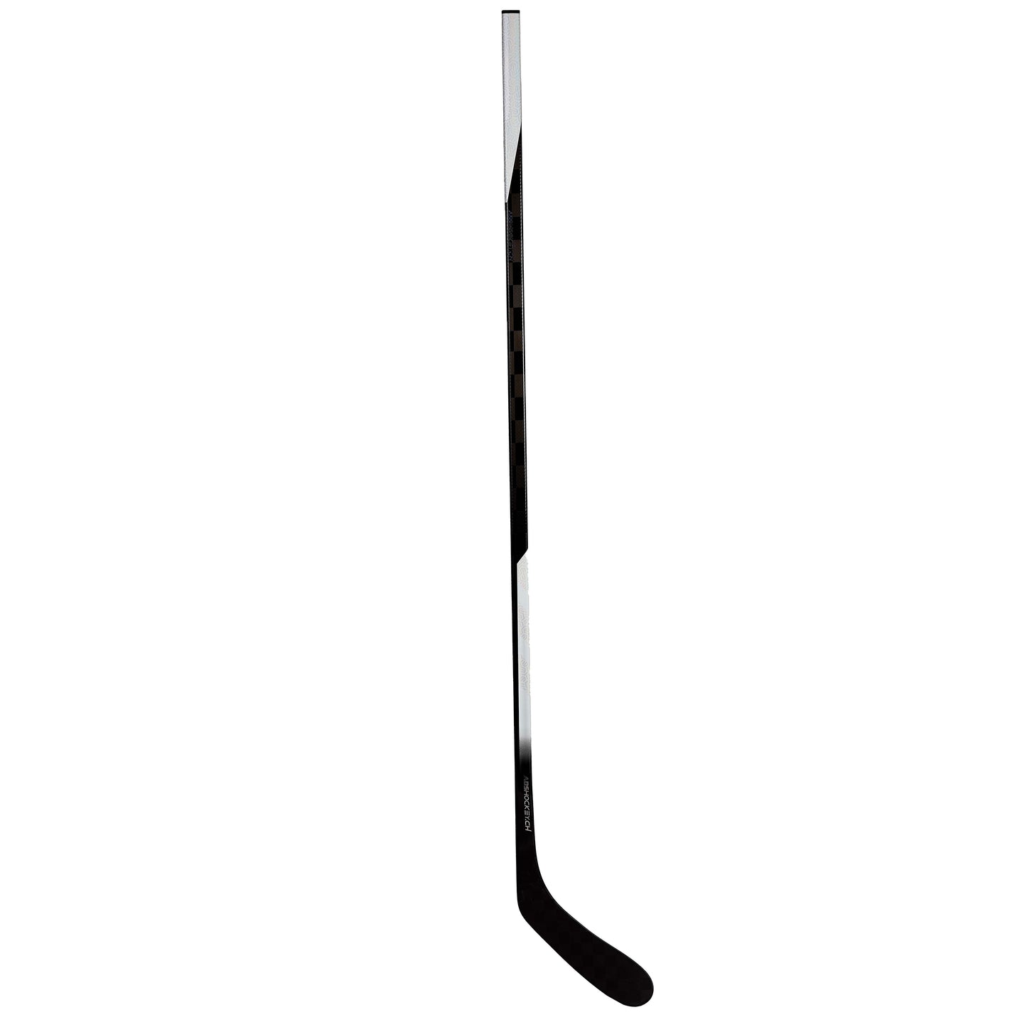 Full side view of the NSC hockey stick with Dual D shaft, double concave taper and carbon blade.