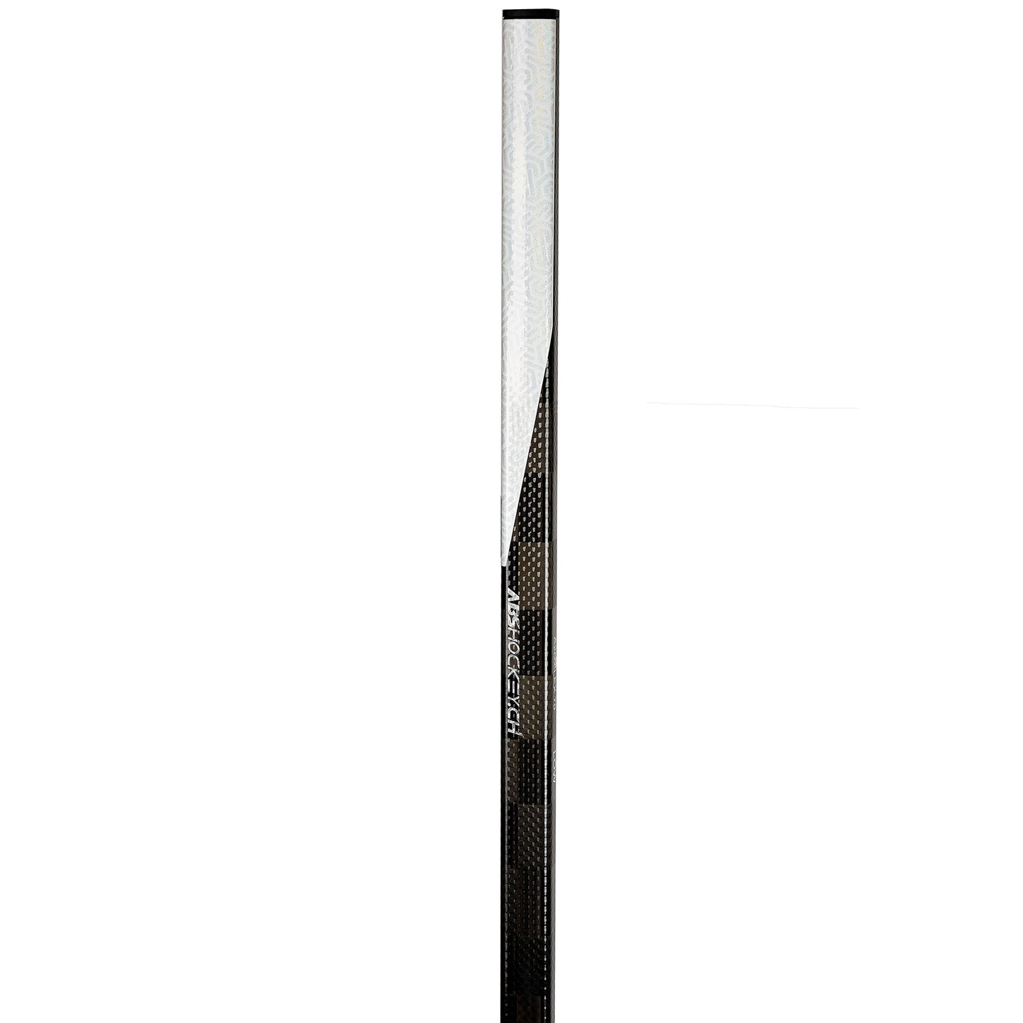 Top shaft detail of the NSC hockey stick showing the Dual D shaft shape and carbon finish.