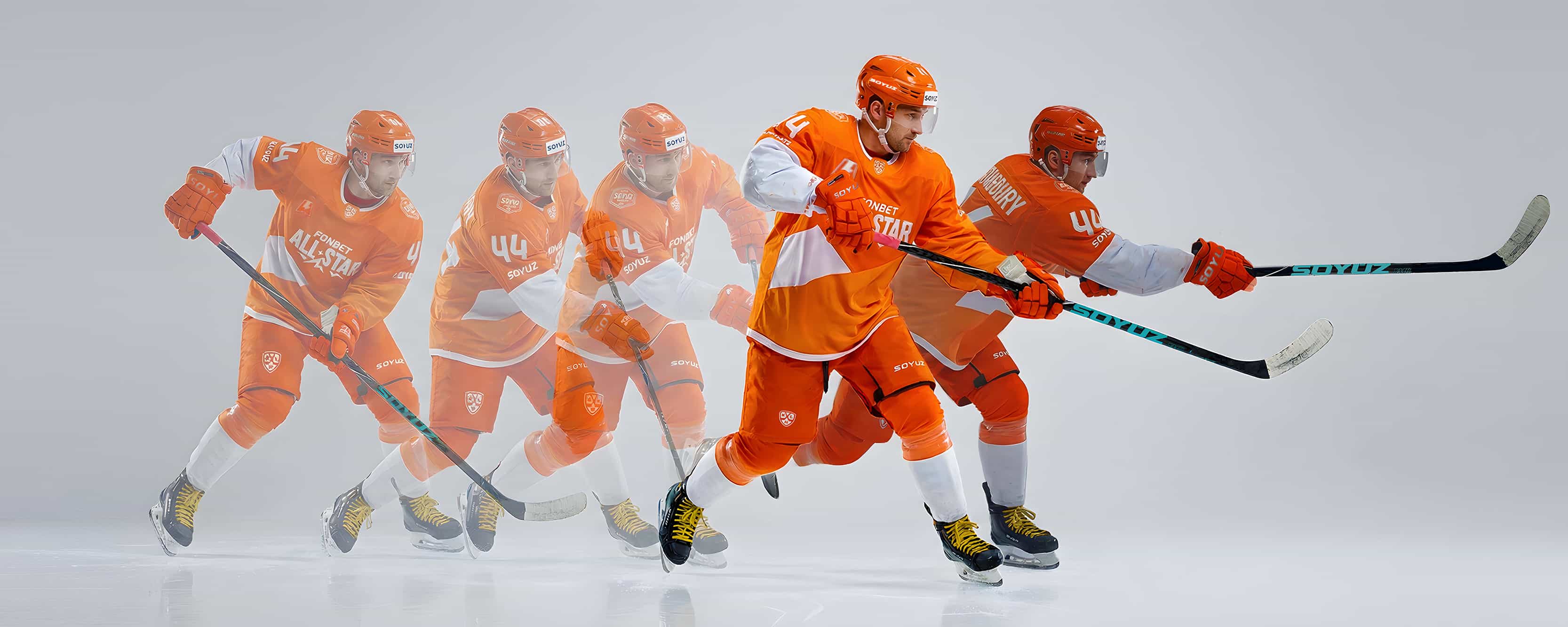 hockey player in shooting motion with a soyuz pro hockey stick