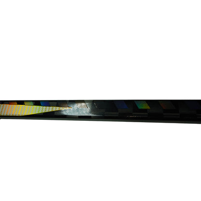 abshockey quick custom hockeystick in black gold and holo rainbow design.