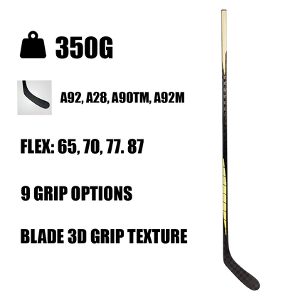 abshockey quick custom hockeystick with multiple grip, blade and curve options delivered in only 3-5 weeks