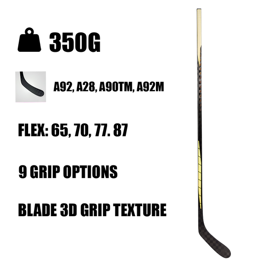 abshockey quick custom hockeystick with multiple grip, blade and curve options delivered in only 3-5 weeks