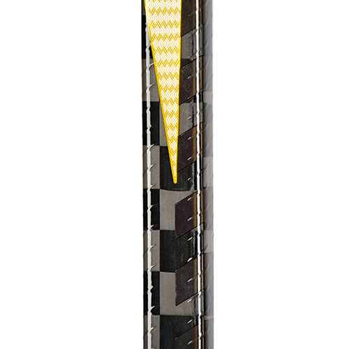abshockey quick custom hockeyschläger schaftansicht mit gut sichtbarem 3d spiral grip und teil vom chome gold design