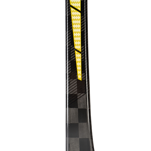 custom eishockeyschläger close up vom taper und kellenübergang in carbon look mit gold chrome deisgn