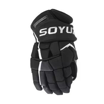 SOYUZ HIT GRIT ice hockey glove in black – front view