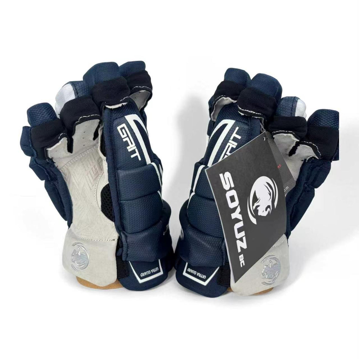 SOYUZ HIT GRIT ice hockey gloves in navy – palm view