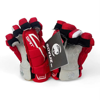 SOYUZ HIT GRIT ice hockey gloves in red – palm view
