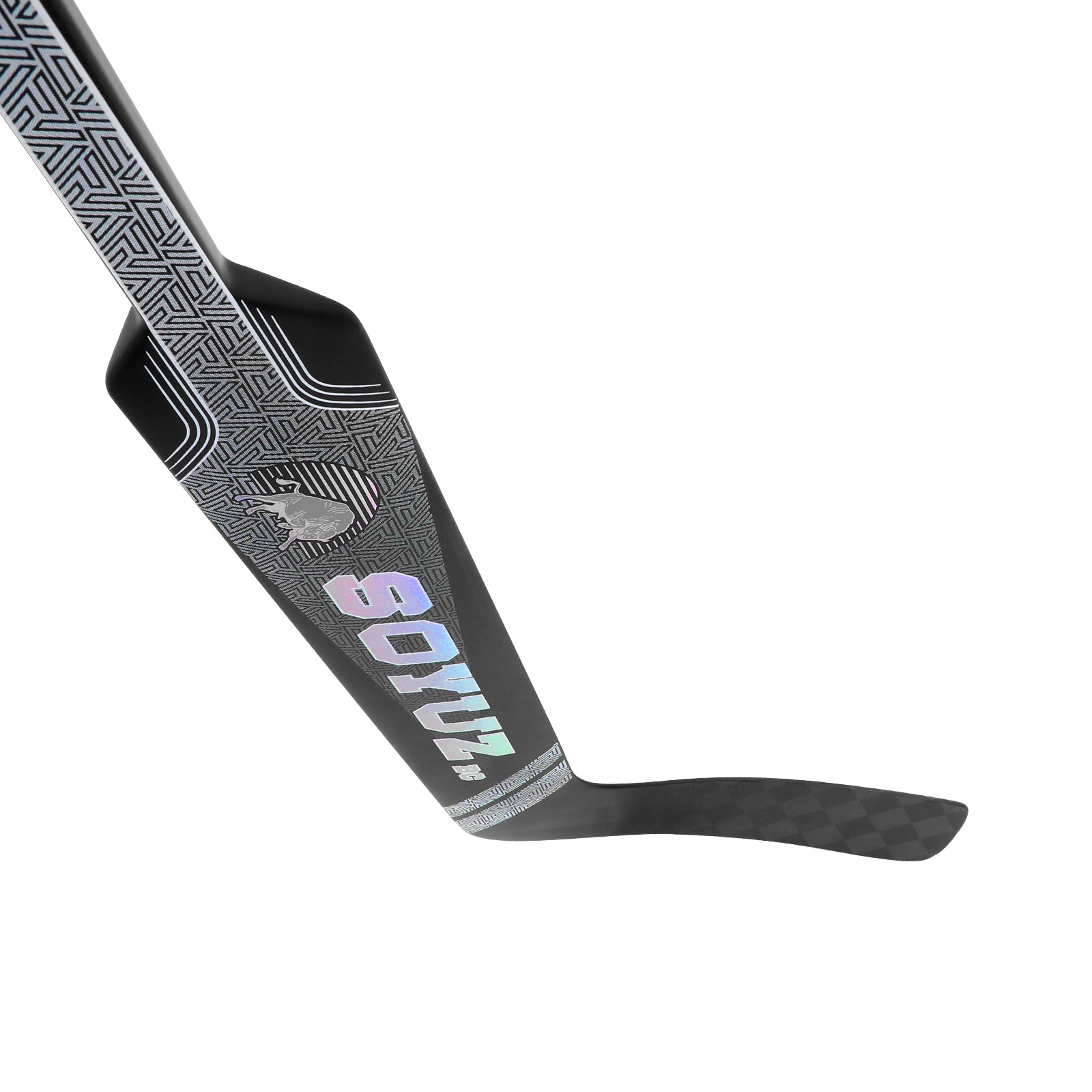 SOYUZ LORD goalie stick blade detail – black carbon construction