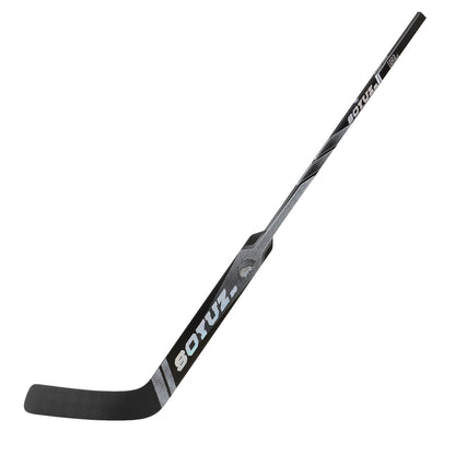 SOYUZ LORD custom goalie stick – full side view, black grey design