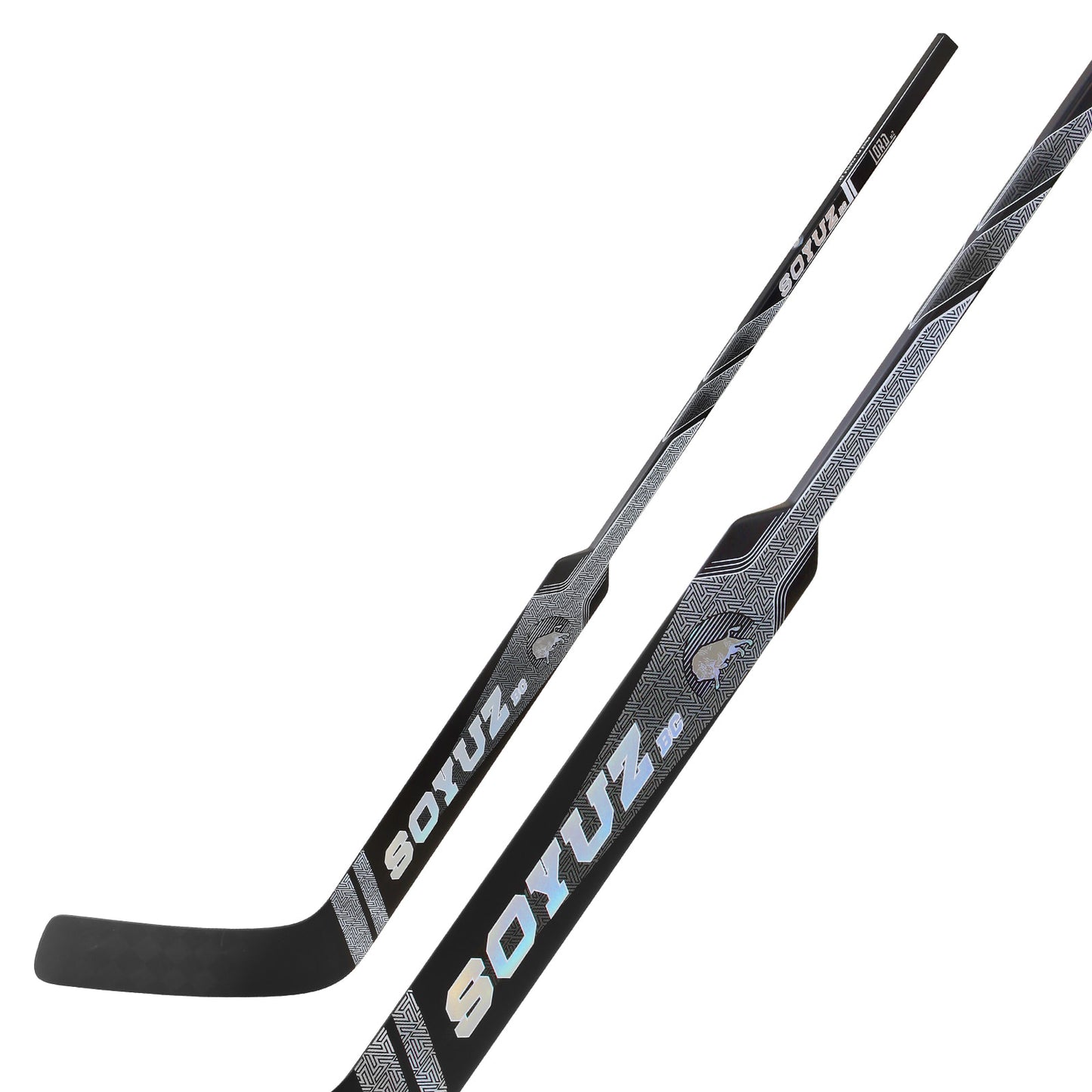 SOYUZ LORD custom goalie stick – both sides, black grey carbon finish