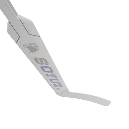 SOYUZ LORD goalie stick blade detail – white carbon construction