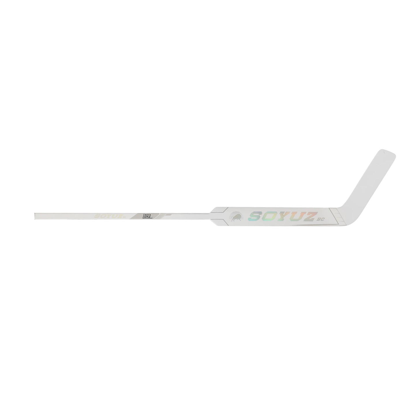 SOYUZ LORD custom goalie stick full length – right hand view, white